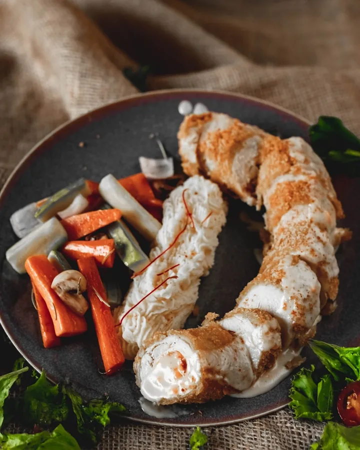 Цитрусовый куриный рулет с овощами